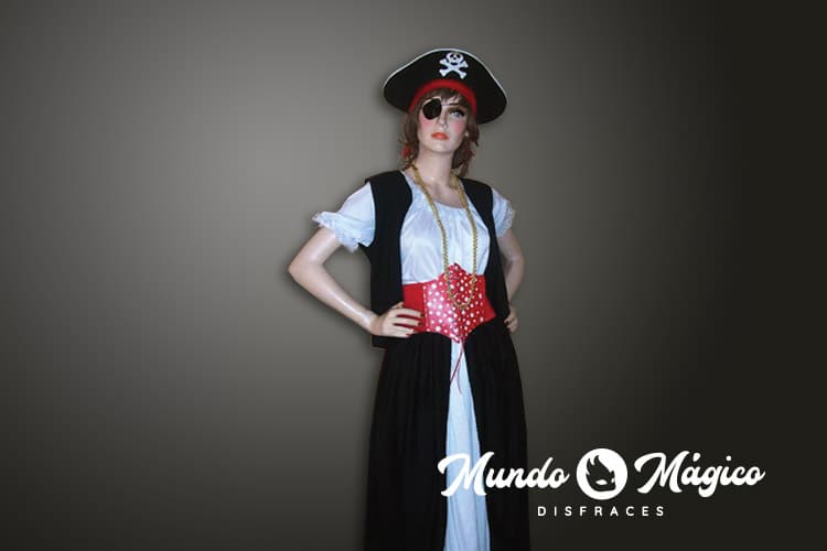 El disfraz de pirata falda larga mujer, incluye Sombrero, vestido